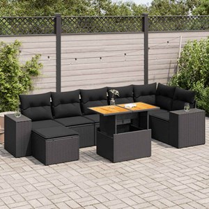 Maison exclusive - salon de jardin 8 pcs avec coussins noir résine tressée
