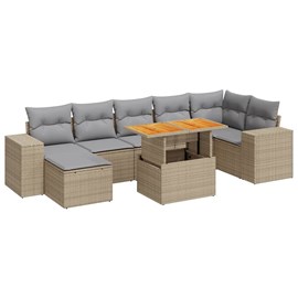 Maison exclusive - salon de jardin avec coussins 8 pcs beige résine tressée