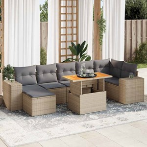 Maison exclusive - salon de jardin avec coussins 8 pcs beige résine tressée