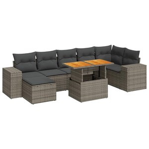 Maison exclusive - salon de jardin 8 pcs avec coussins gris résine tressée