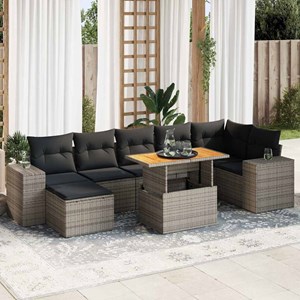 Maison exclusive - salon de jardin 8 pcs avec coussins gris résine tressée