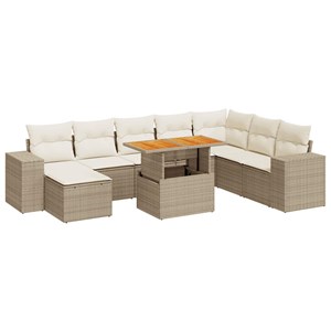 Maison exclusive - salon de jardin avec coussins 9 pcs beige résine tressée acac
