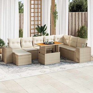 Maison exclusive - salon de jardin avec coussins 9 pcs beige résine tressée acac