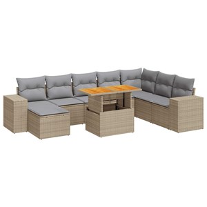 Maison exclusive - salon de jardin avec coussins 9 pcs beige résine tressée acac
