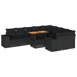 Maison exclusive - salon de jardin 10 pcs avec coussins noir résine tressée acac