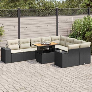 Maison exclusive - salon de jardin 10 pcs avec coussins noir résine tressée acac