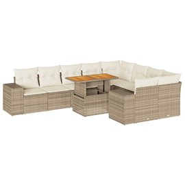 Maison exclusive - salon de jardin avec coussins 10pcs beige résine tressée acac