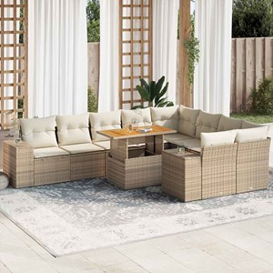Maison exclusive - salon de jardin avec coussins 10pcs beige résine tressée acac