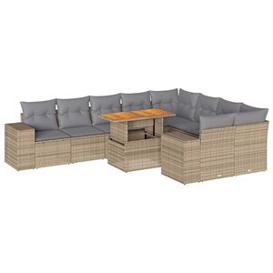 Maison exclusive - salon de jardin avec coussins 10pcs beige résine tressée acac