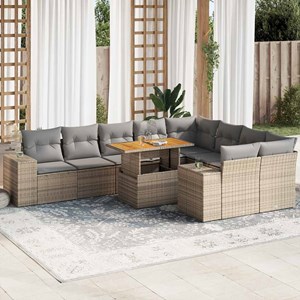 Maison exclusive - salon de jardin avec coussins 10pcs beige résine tressée acac