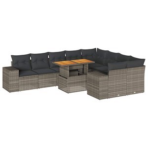Maison exclusive - salon de jardin avec coussins 10 pcs gris résine tressée acac