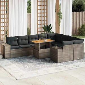 Maison exclusive - salon de jardin avec coussins 10 pcs gris résine tressée acac