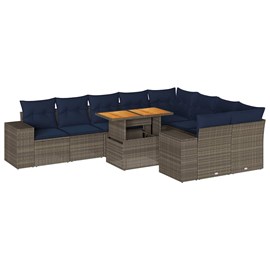 Maison exclusive - salon de jardin avec coussins 10 pcs gris résine tressée
