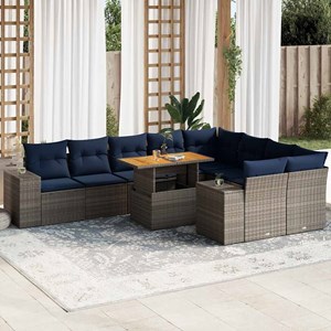 Maison exclusive - salon de jardin avec coussins 10 pcs gris résine tressée