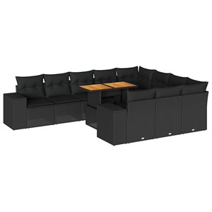 Maison exclusive - salon de jardin 10 pcs avec coussins noir résine tressée acac