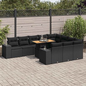 Maison exclusive - salon de jardin 10 pcs avec coussins noir résine tressée acac