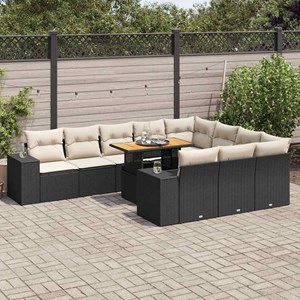 Maison exclusive - salon de jardin 10 pcs avec coussins noir résine tressée acac