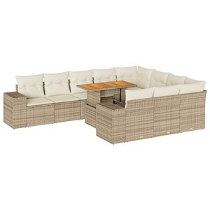 Maison exclusive - salon de jardin avec coussins 10pcs beige résine tressée acac