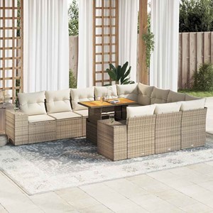 Maison exclusive - salon de jardin avec coussins 10pcs beige résine tressée acac
