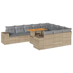 Maison exclusive - salon de jardin avec coussins 10pcs beige résine tressée acac