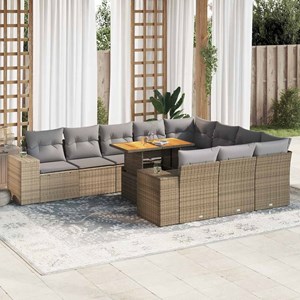 Maison exclusive - salon de jardin avec coussins 10pcs beige résine tressée acac