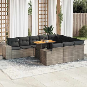 Maison exclusive - salon de jardin avec coussins 10 pcs gris résine tressée acac