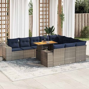 Maison exclusive - salon de jardin 11 pcs avec coussins gris résine tressée