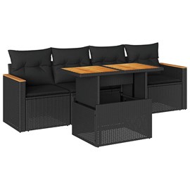 Maison exclusive - salon de jardin 5 pcs avec coussins noir résine tressée acaci