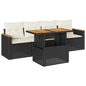 Maison exclusive - salon de jardin 5 pcs avec coussins noir résine tressée acaci