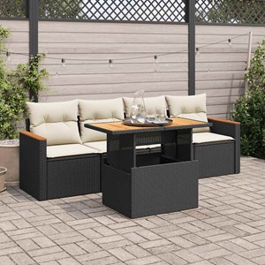 Maison exclusive - salon de jardin 5 pcs avec coussins noir résine tressée acaci