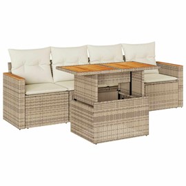 Maison exclusive - salon de jardin avec coussins 5 pcs beige résine tressée acac