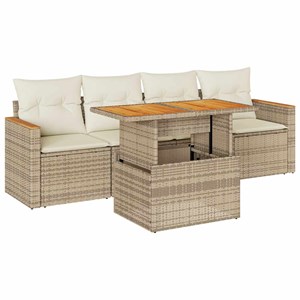 Maison exclusive - salon de jardin avec coussins 5 pcs beige résine tressée acac