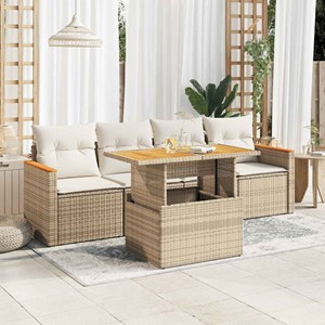 Maison exclusive - salon de jardin avec coussins 5 pcs beige résine tressée acac