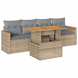 Maison exclusive - salon de jardin avec coussins 5 pcs beige résine tressée acac