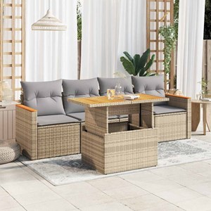 Maison exclusive - salon de jardin avec coussins 5 pcs beige résine tressée acac