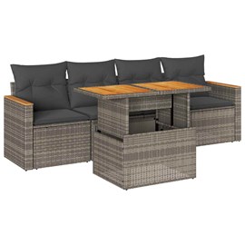 Maison exclusive - salon de jardin 5 pcs avec coussins gris résine tressée acaci