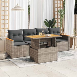 Maison exclusive - salon de jardin 5 pcs avec coussins gris résine tressée acaci