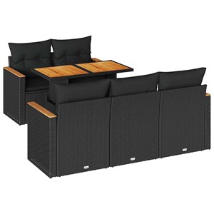 Maison exclusive - salon de jardin 6 pcs avec coussins noir résine tressée acaci