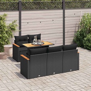Maison exclusive - salon de jardin 6 pcs avec coussins noir résine tressée acaci