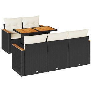 Maison exclusive - salon de jardin 6 pcs avec coussins noir résine tressée acaci