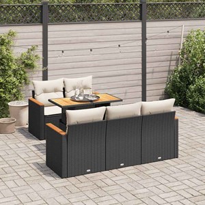 Maison exclusive - salon de jardin 6 pcs avec coussins noir résine tressée acaci