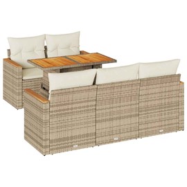 Maison exclusive - salon de jardin 6 pcs avec coussins beige résine tressée acac