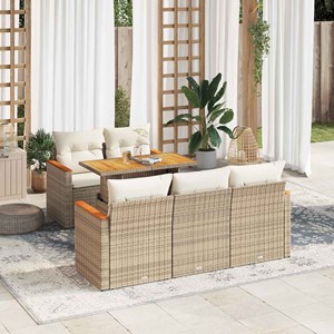 Maison exclusive - salon de jardin 6 pcs avec coussins beige résine tressée acac