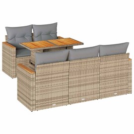 Maison exclusive - salon de jardin 6 pcs avec coussins beige résine tressée acac