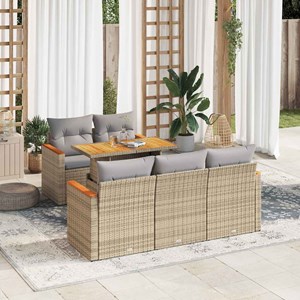 Maison exclusive - salon de jardin 6 pcs avec coussins beige résine tressée acac