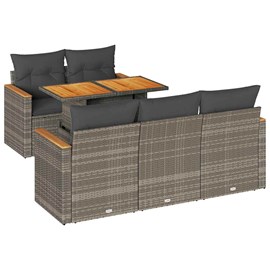 Maison exclusive - salon de jardin avec coussins 6 pcs gris résine tressée acaci