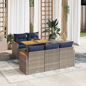 Maison exclusive - salon de jardin 6 pcs avec coussins gris résine tressée
