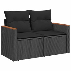 Maison exclusive - salon de jardin avec coussins 7 pcs noir résine tressée acaci