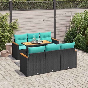 Maison exclusive - salon de jardin 7 pcs avec coussins noir résine tressée