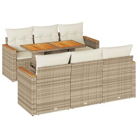 Maison exclusive - salon de jardin avec coussins 7 pcs beige résine tressée acac